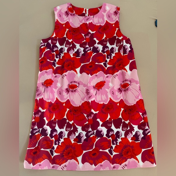 Floral Sleeveless Dress Red and Pink pockets Dopamine - Picture 4 of 7